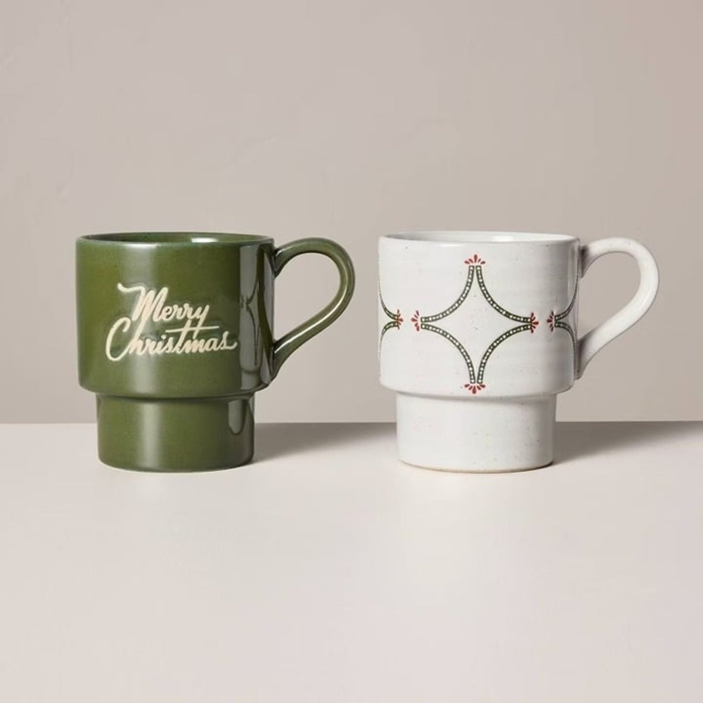 14oz Christmas Theme Stoneware Mug Set - Hearth & Hand Magnolia